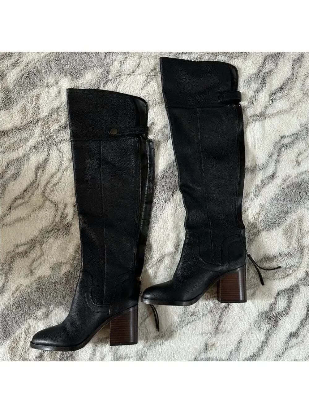 Franco Sarto Black Over-the-Knee leather Boots-size 7-EUC - Picture 3 of 15